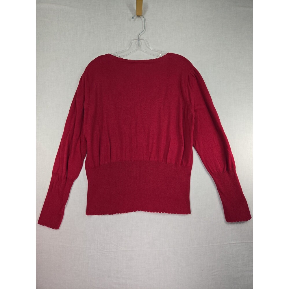 Vintage Faded Glory Y2K Cardigan Sweater Womens XL Lightweight Cranberry Button - Picture 9 of 11